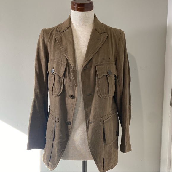Nigel Cabourn men’s tan linen/cotton safari/field jacket, JP 44= US XS - Picture 2 of 10